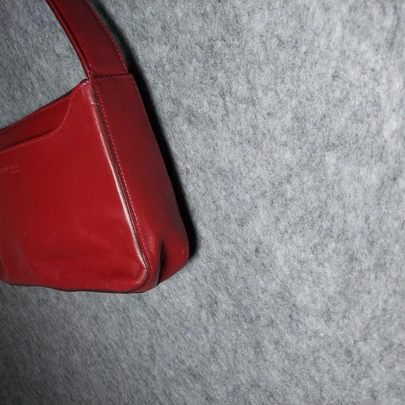 VTG Y2K Kenneth Cole Leather Shoulder Bag Red Purse Demi Zipper New York Stamped - Picture 5 of 15